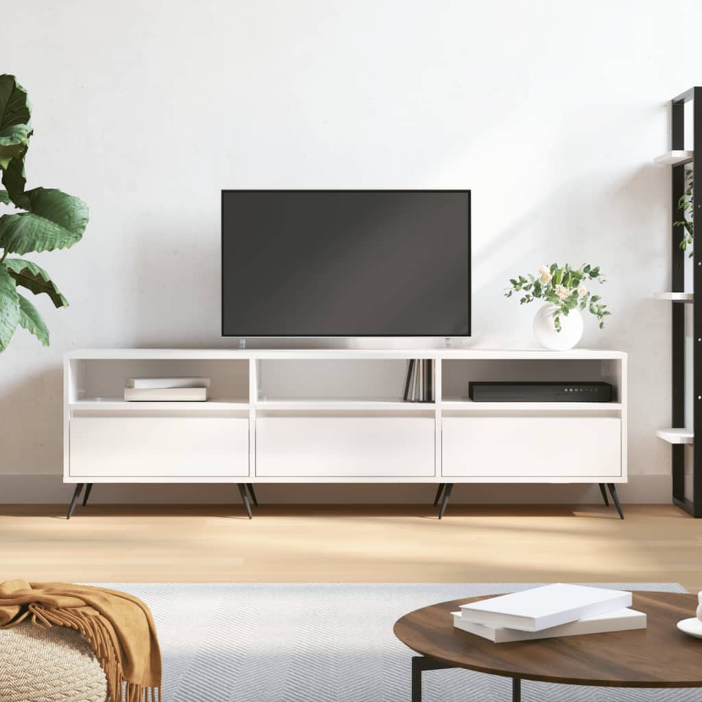 vidaXL tv-bord 150x30x44,5 cm konstrueret træ hvid højglans