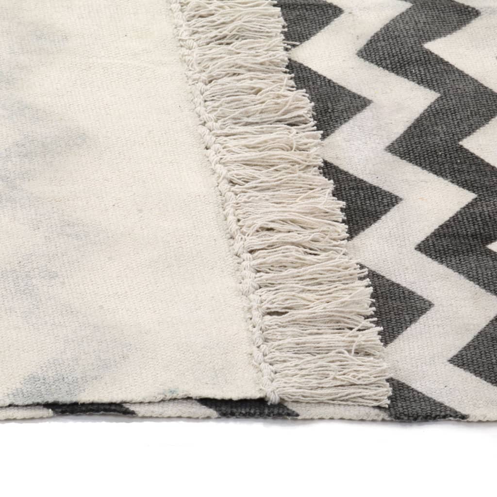 vidaXL kilim-tæppe med mønster bomuld 120 x 180 cm sort/hvid
