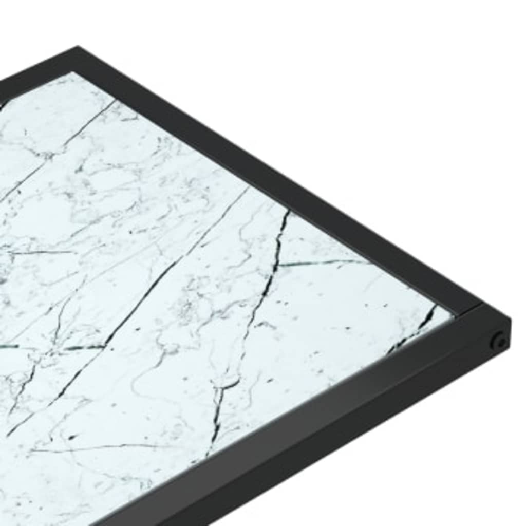vidaXL sidebord 50x35x65 cm hærdet glas hvid marmor