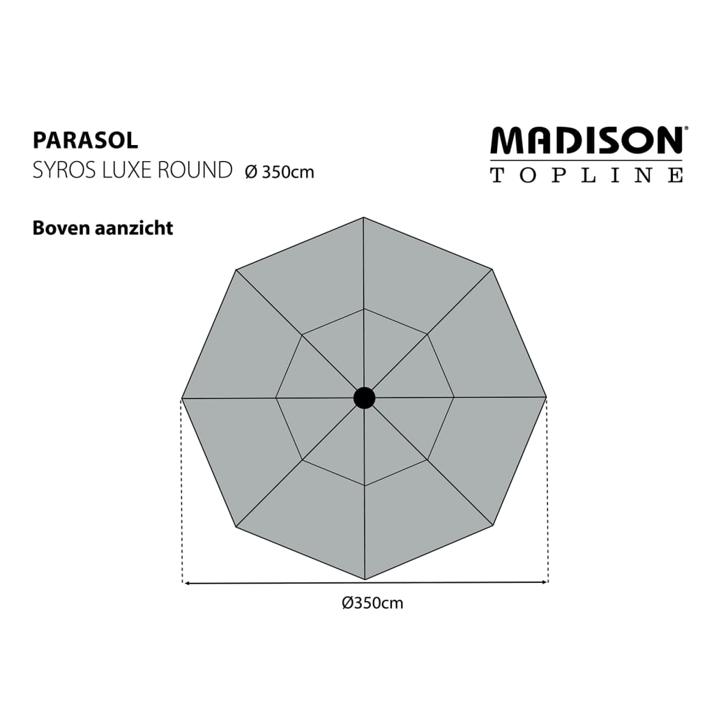 Madison parasol Syros Luxe 350 cm rund grå