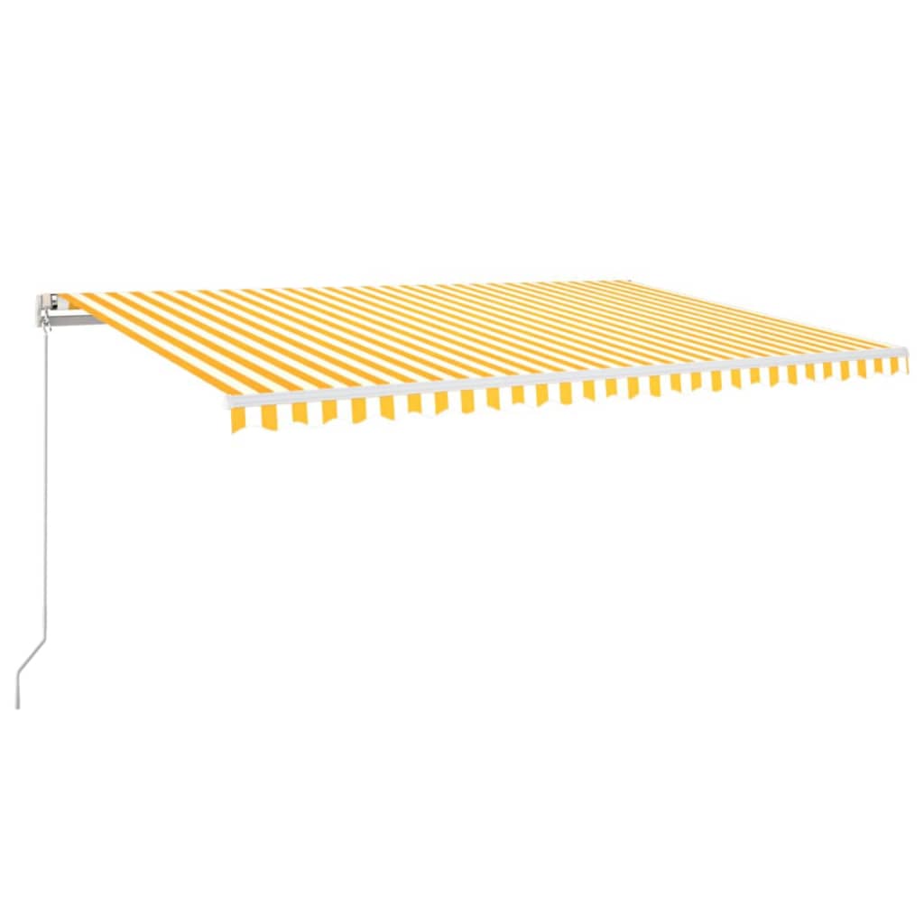 vidaXL markise m. LED + vindsensor 500x300 cm automatisk gul og hvid
