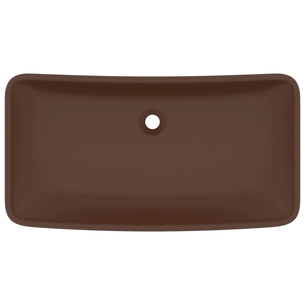 vidaXL luksuriøs håndvask 71x38 cm rektangulær keramik mat mørkebrun