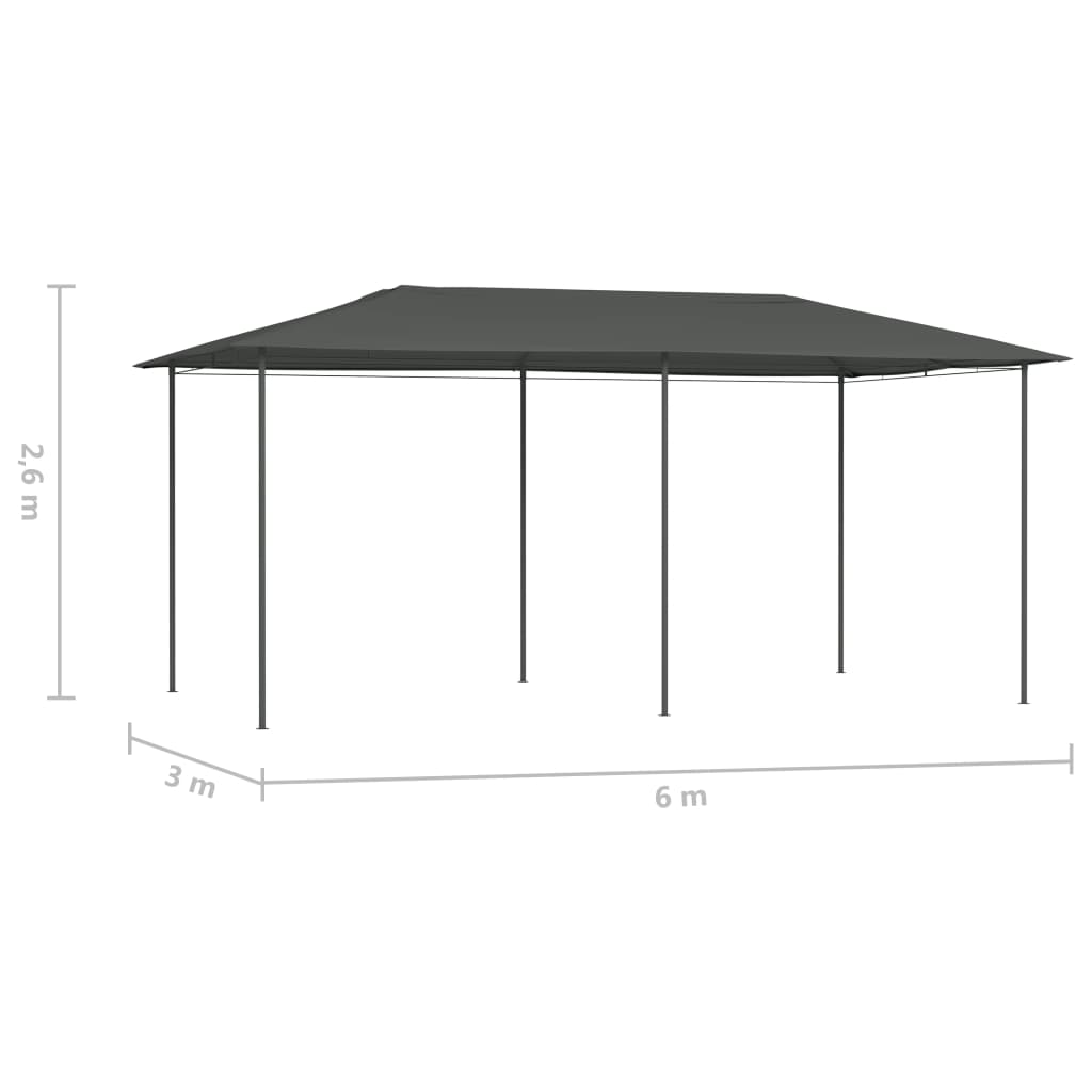 vidaXL pavillon 3x6x2,6 160 g/m² antracitgrå