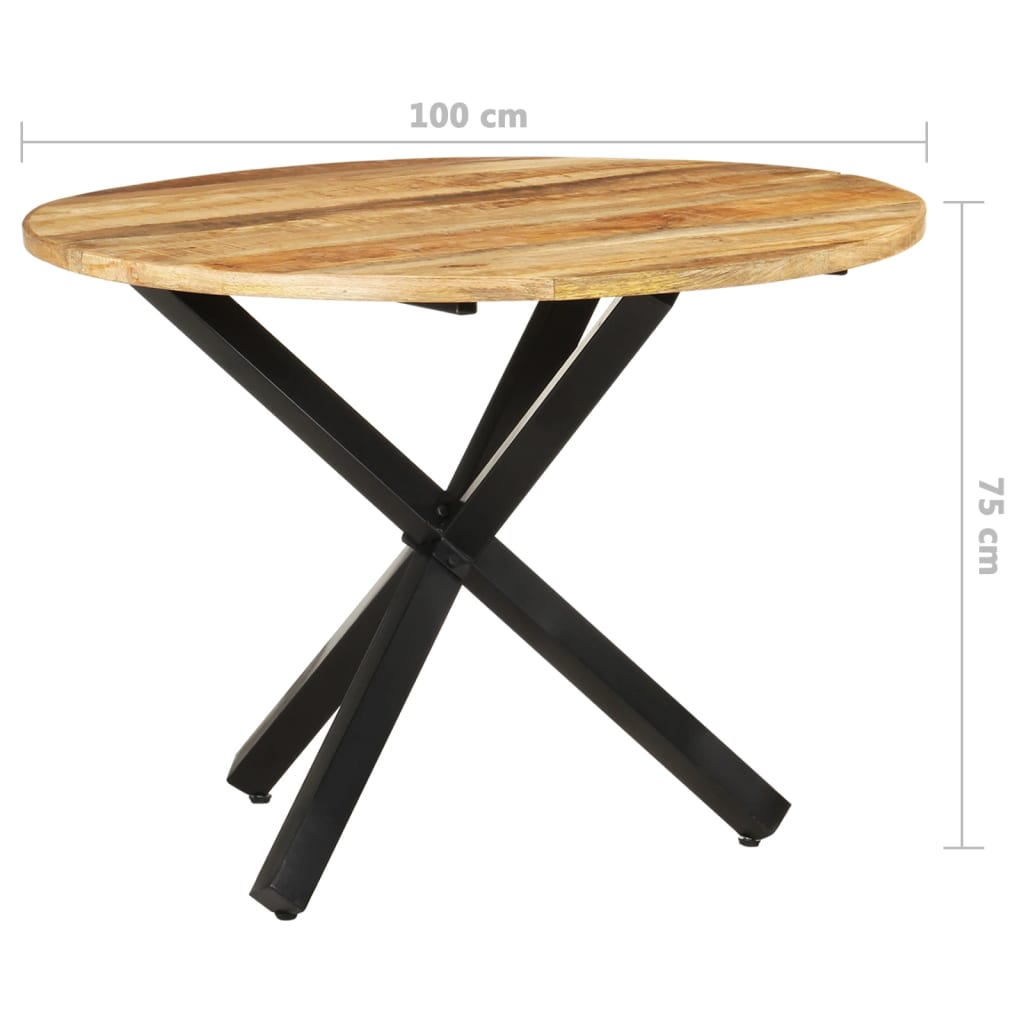 vidaXL spisebord 100x100x75 cm rundt ru mangotræ