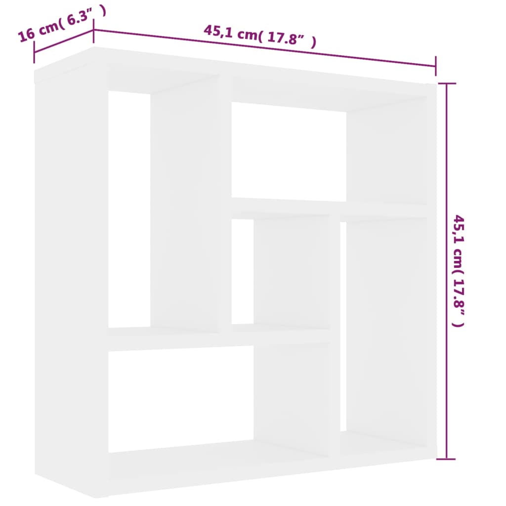 vidaXL væghylde 45,1x16x45,1 cm spånplade hvid