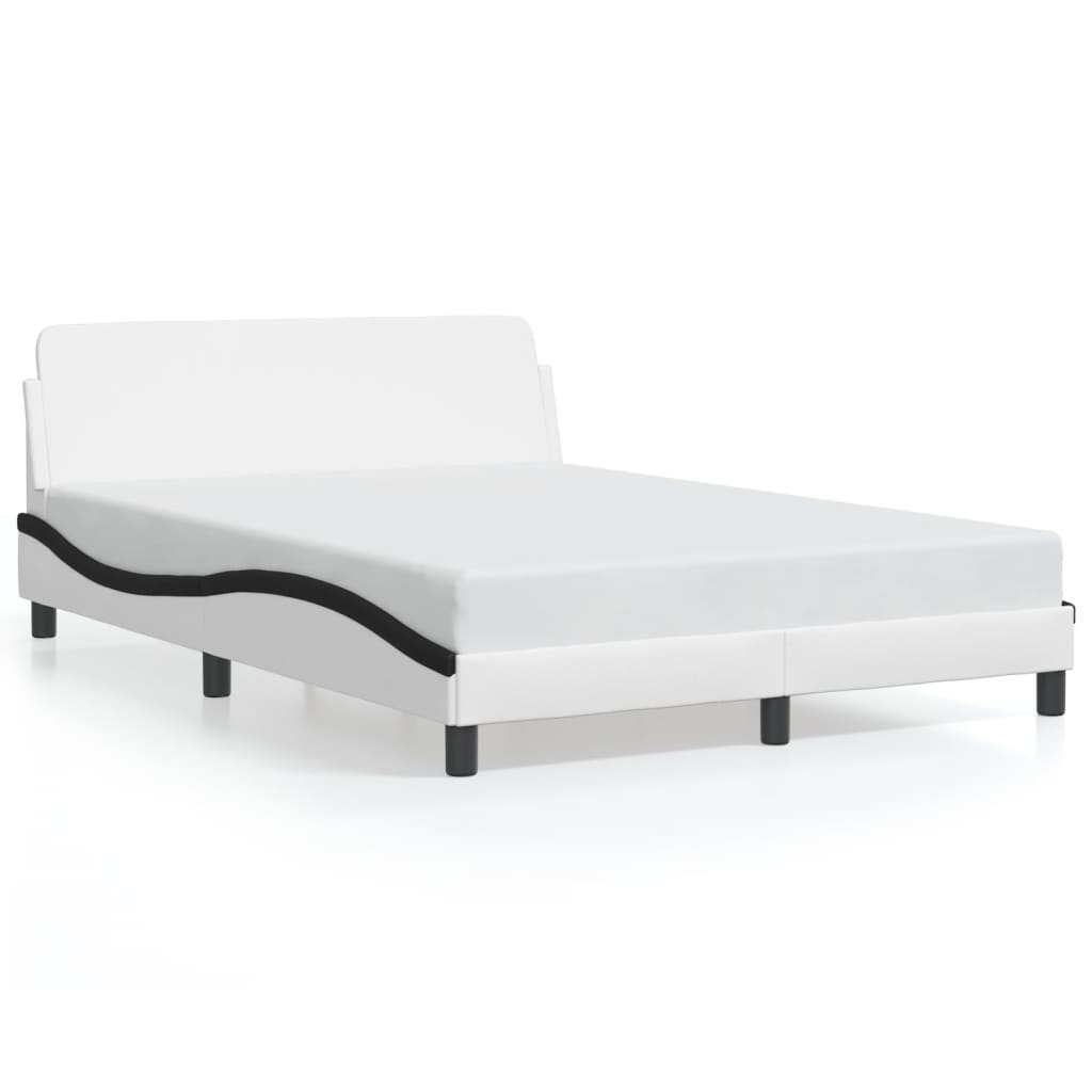 vidaXL sengeramme med sengegavl 140x190 cm kunstlæder hvid og sort