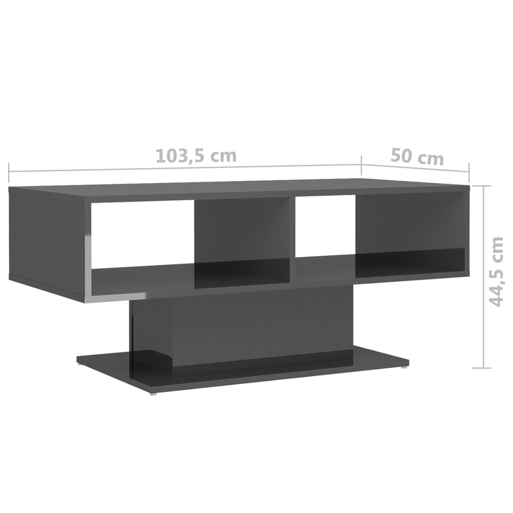 vidaXL sofabord 103,5x50x44,5 cm konstrueret træ grå højglans