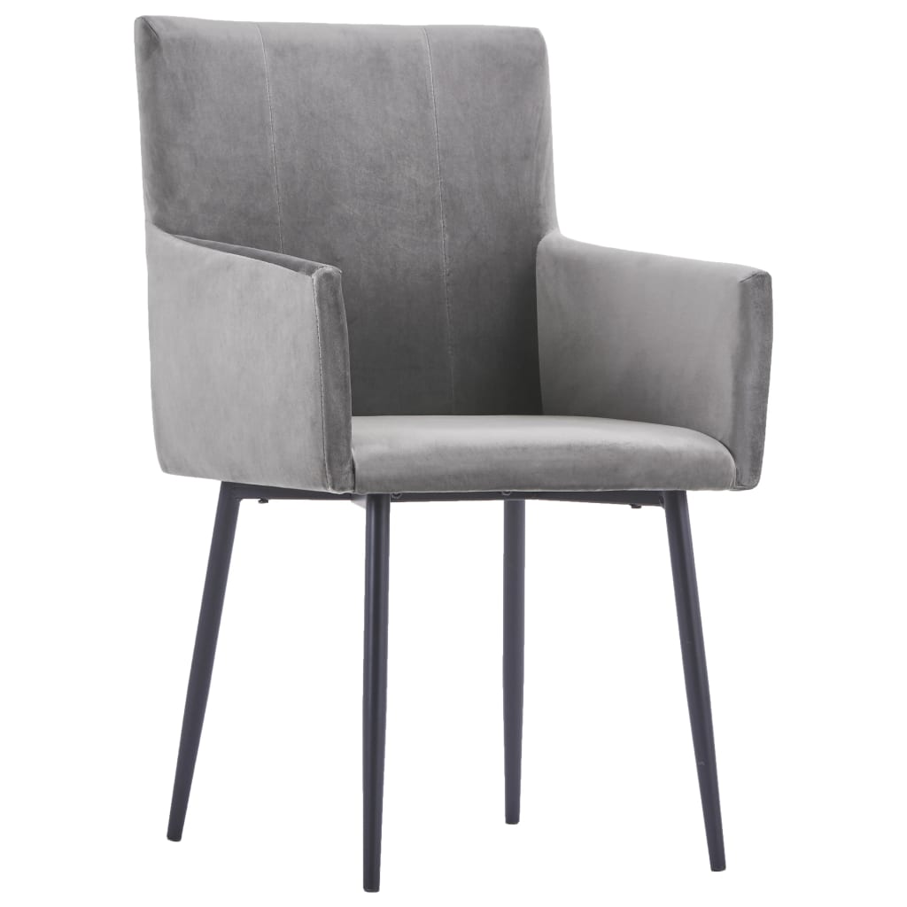 vidaXL spisebordsstole med armlæn 2 stk. fløjl grå