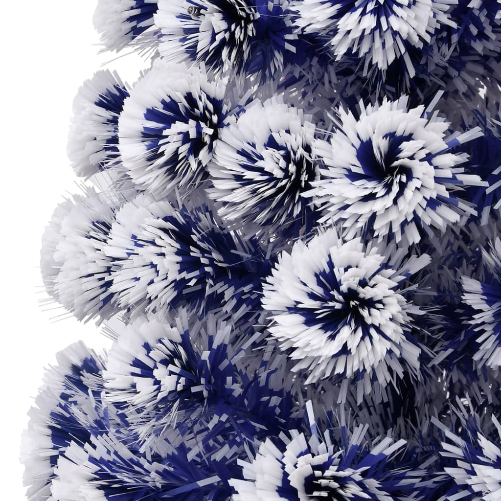 vidaXL kunstigt juletræ med lys 150 cm fiberoptisk hvid og blå