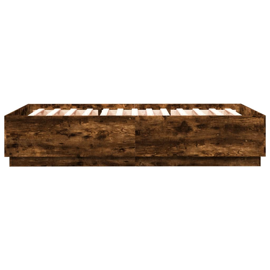 vidaXL sengestel 150x200 cm konstrueret træ røget eg