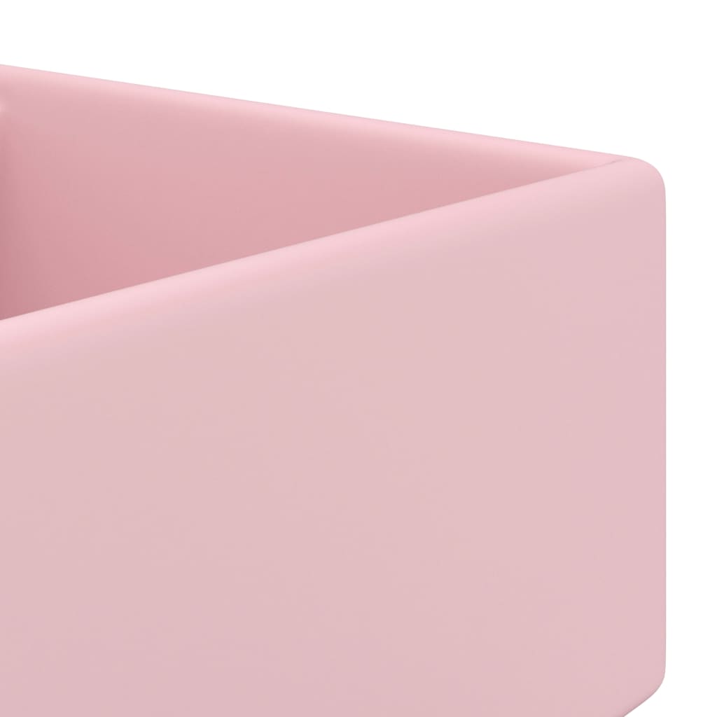 vidaXL luksuriøs håndvask overløb 41x41 cm keramik firkantet mat pink