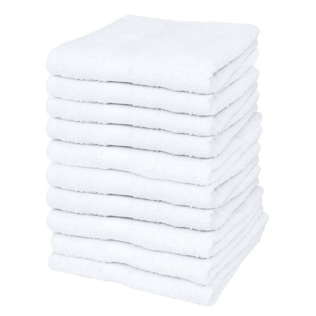 vidaXL gæstehåndklædesæt 10 stk. bomuld 500 gsm 30x50 cm hvid
