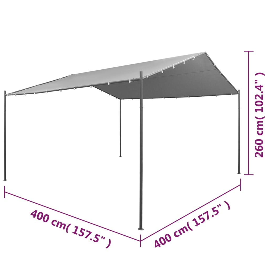 vidaXL havepavillon stål 400 x 400 x 260 cm antracitgrå