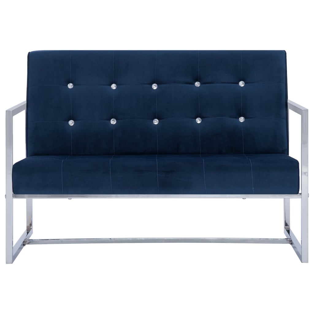 vidaXL 2-personers sofa med armlæn krom og fløjl blå