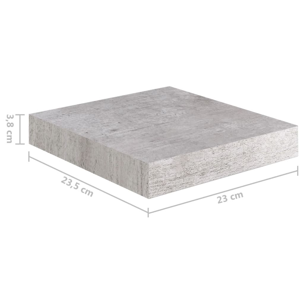 vidaXL væghylde 23x23,5x3,8 cm MDF betongrå