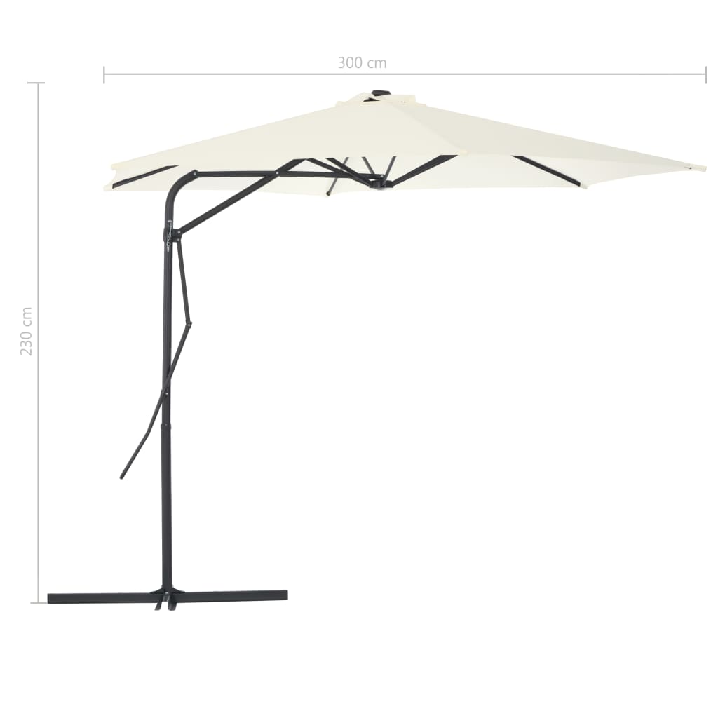 vidaXL udendørs parasol med stålstang 300 cm sandfarvet