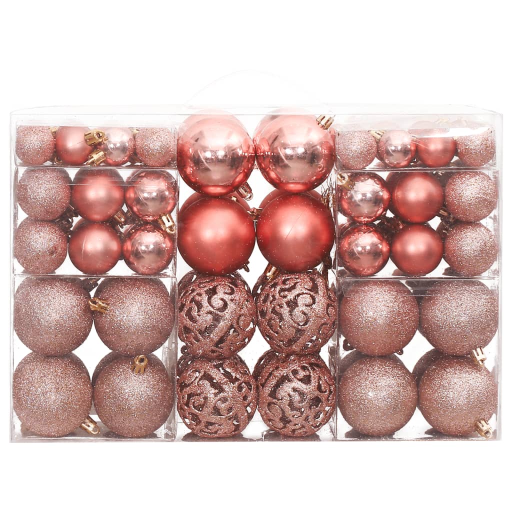 vidaXL julekugler 100 stk. 3 / 4 / 6 cm lyserød og rosa