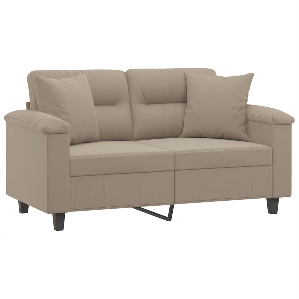 vidaXL 2-personers sofa med puder 120 cm mikrofiberstof gråbrun