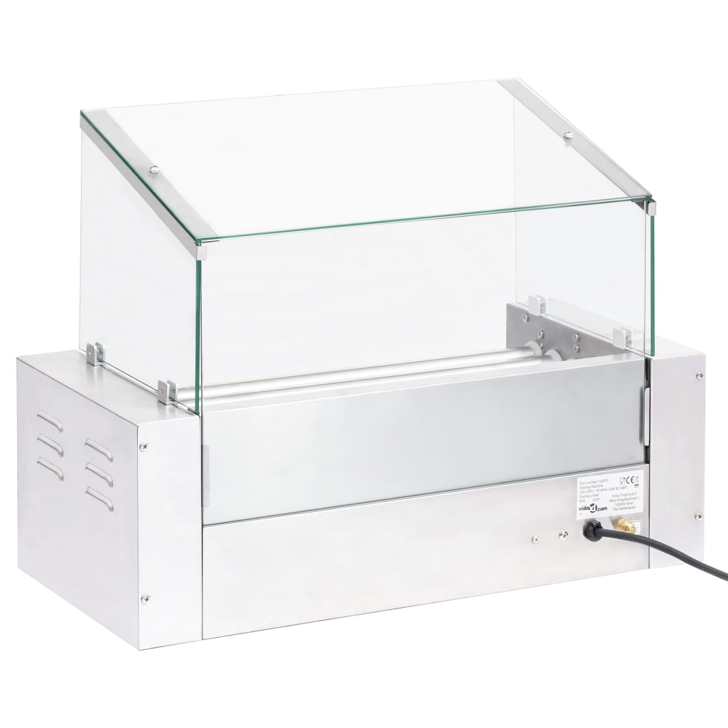 vidaXL pølsegrill 5 ruller med glasskærm 1000 W