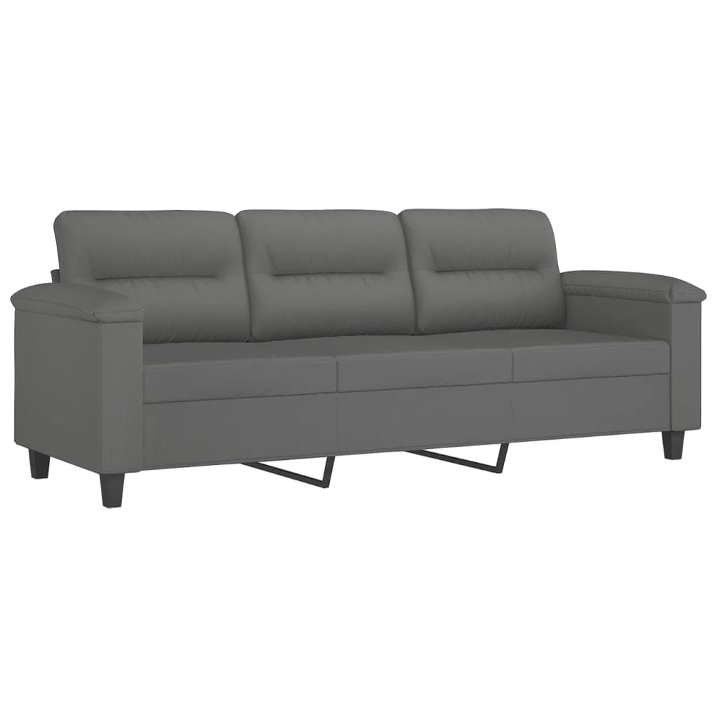 vidaXL 3-personers sofa med puder 180 cm mikrofiberstof mørkegrå