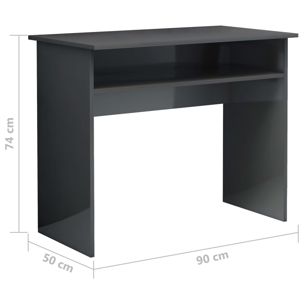 vidaXL skrivebord 90x50x74 cm konstrueret træ grå højglans
