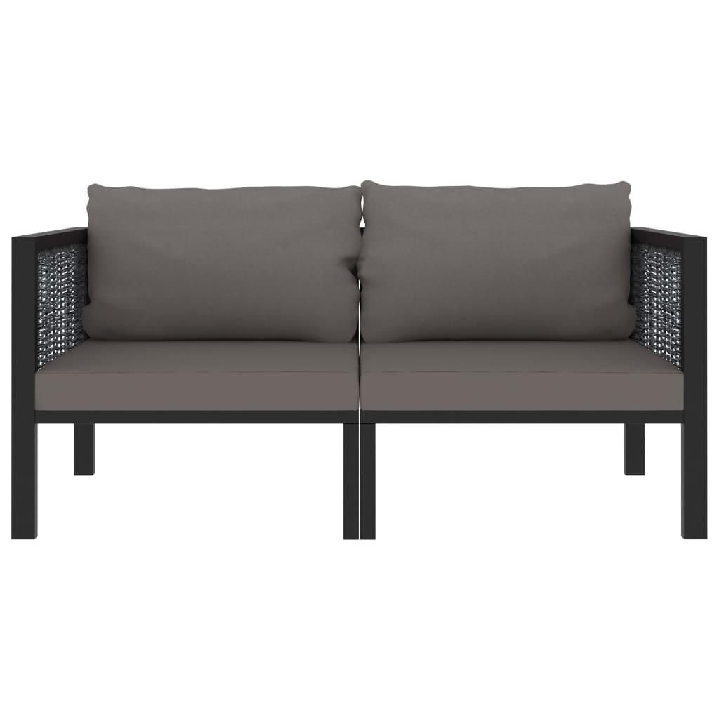 vidaXL 2-personers sofa med hynder polyrattan antracitgrå