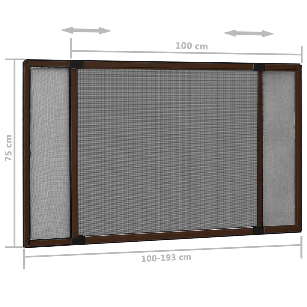 vidaXL udvideligt insektnet til vinduer (100-193)x75 cm brun