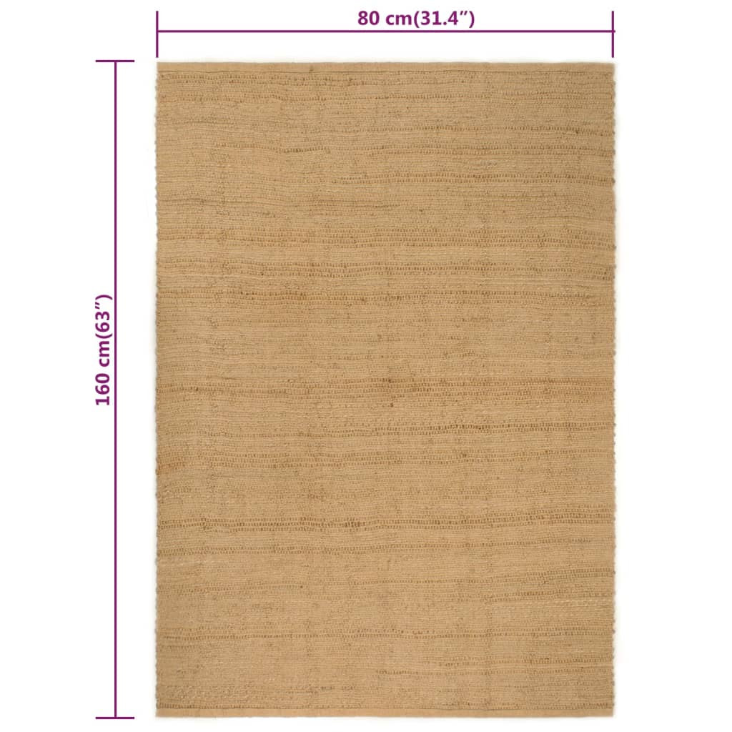 vidaXL gulvtæppe 80x160 cm rektangulært jute naturfarvet