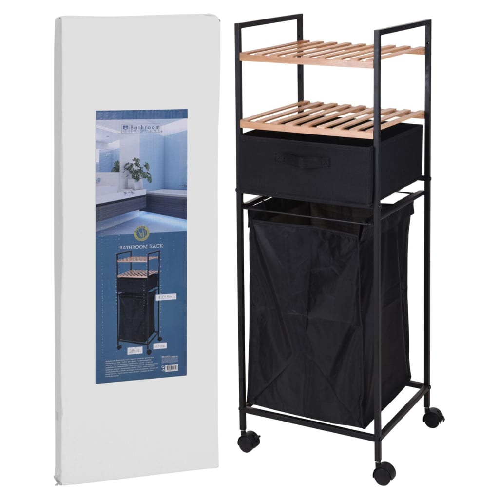 Bathroom Solutions reol med 2 hylder og vasketøjskurv 109 cm bambus