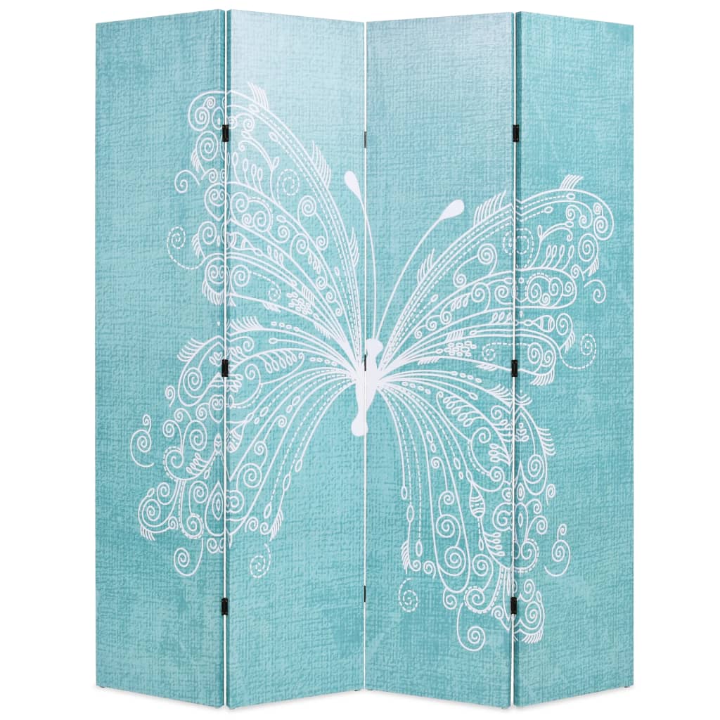 vidaXL foldbar rumdeler 160 x 170 cm sommerfugl blå