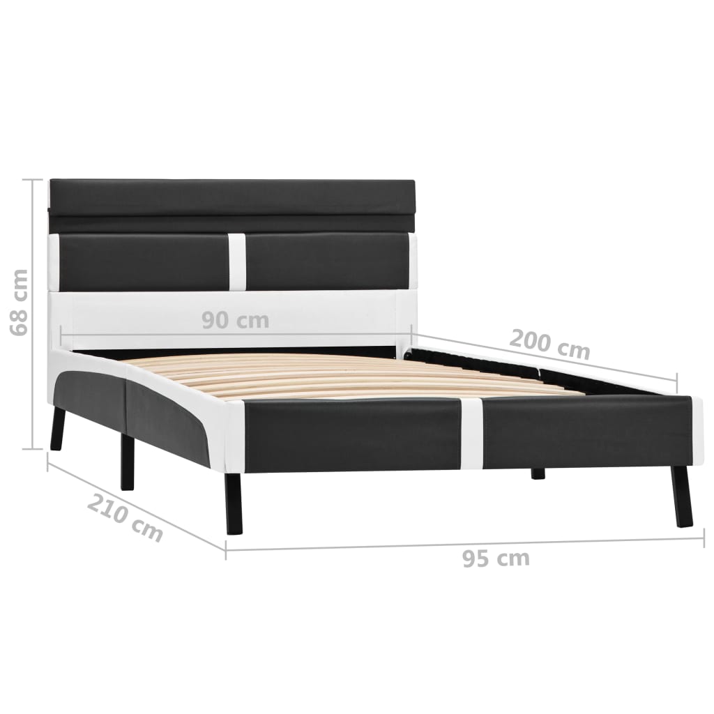 vidaXL sengestel 90 x 200 cm LED kunstlæder grå