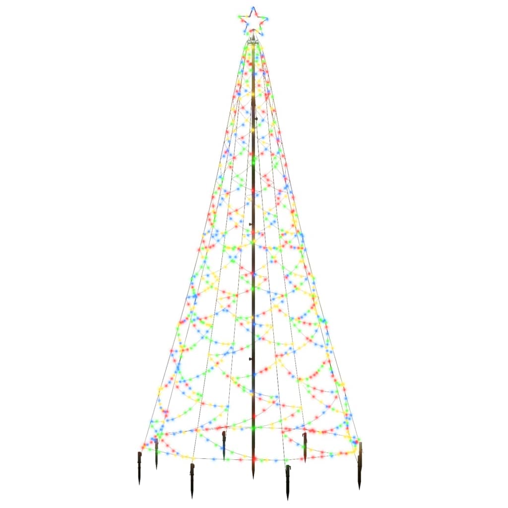 vidaXL juletræ med metalstolpe 500 LED'er 3 m flerfarvet lys