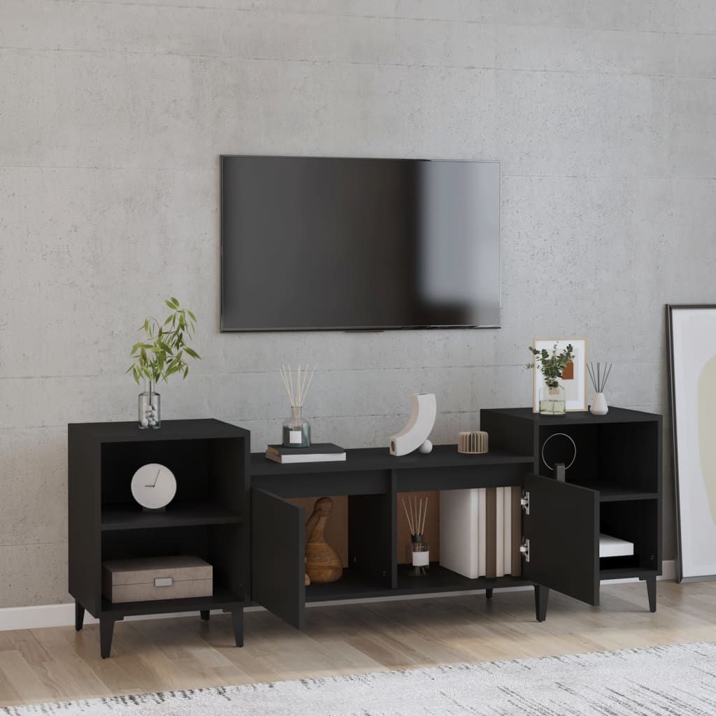 vidaXL tv-bord 160x35x55 cm konstrueret træ sort