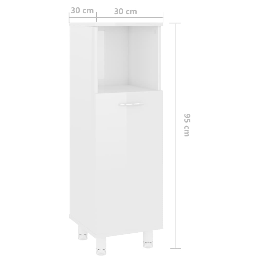vidaXL badeværelsesskab 30x30x95 cm konstrueret træ hvid højglans