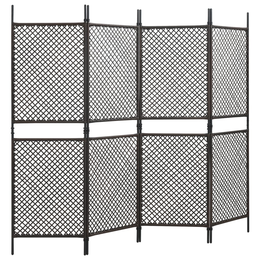 vidaXL 4-panels rumdeler 240x200 cm polyrattan brun