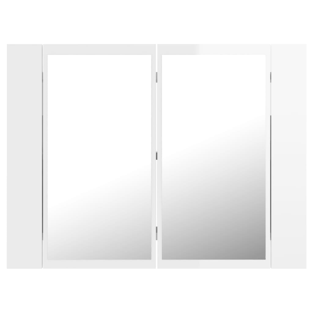 vidaXL badeværelsesskab m. spejl+LED-lys 60x12x45 akryl hvid højglans