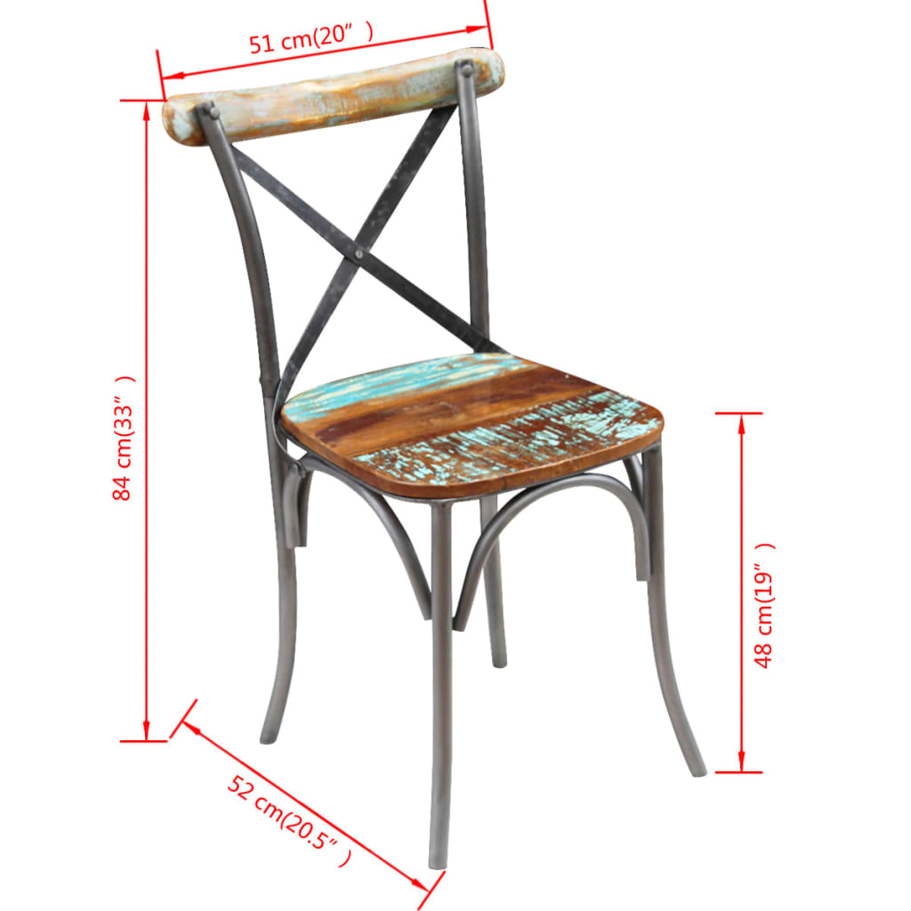 vidaXL spisebordsstole 6 stk. massivt genbrugstræ
