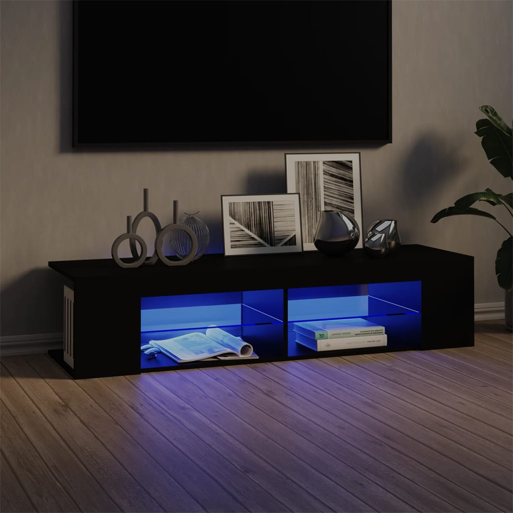 vidaXL tv-skab med LED-lys 135x39x30 cm sort