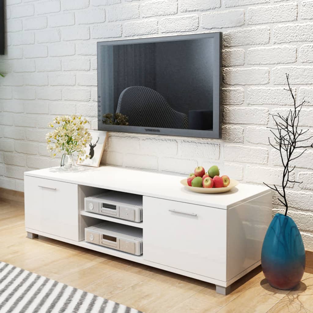 vidaXL tv-bord 120x40,5x35 cm hvid højglans