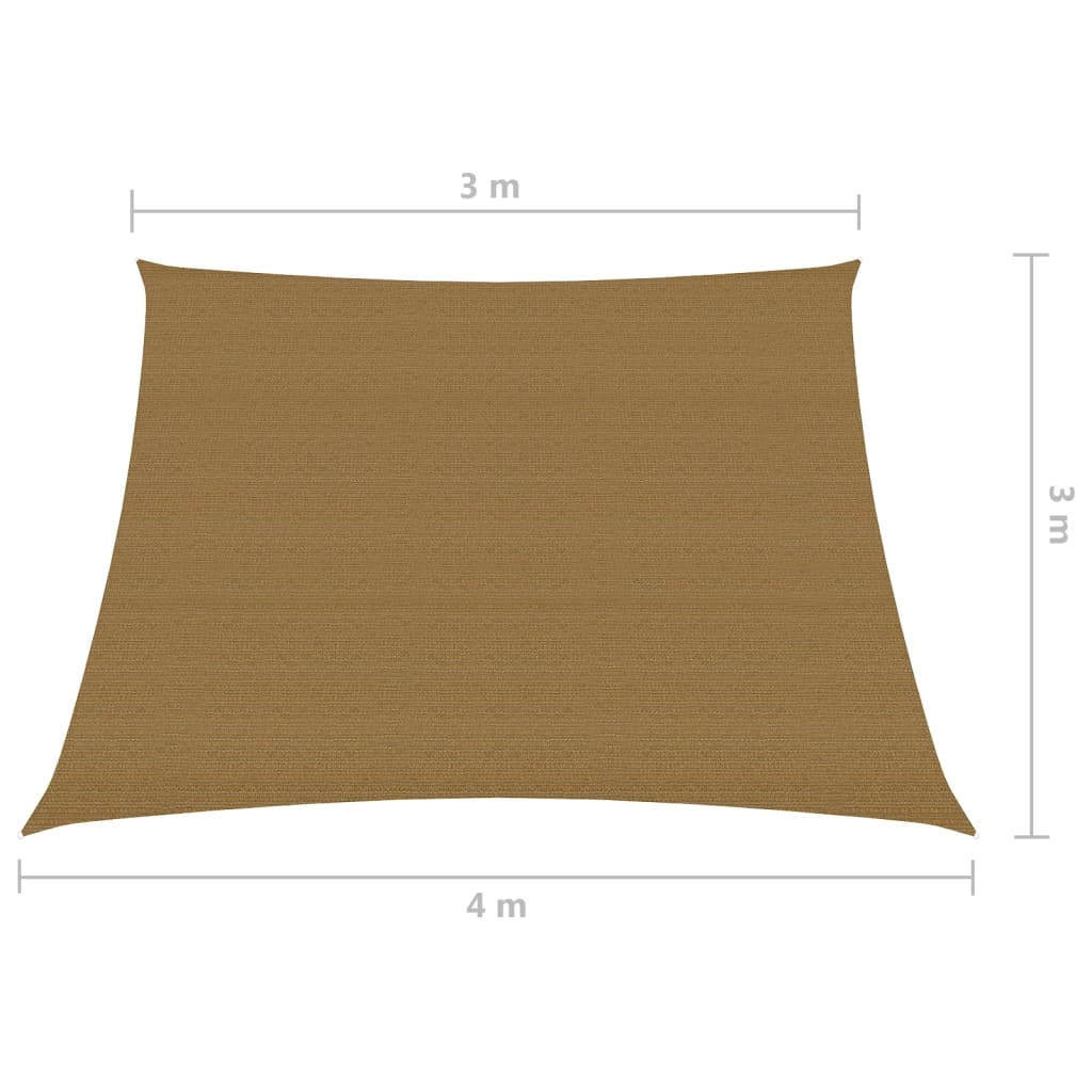 vidaXL solsejl 3/4x3 m 160 g/m² HDPE gråbrun