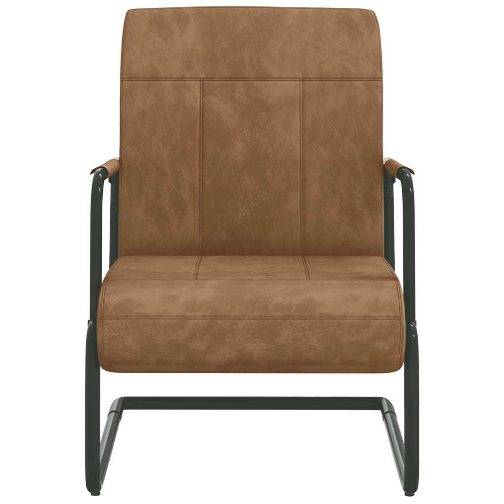 vidaXL stol med cantilever fløjl brun