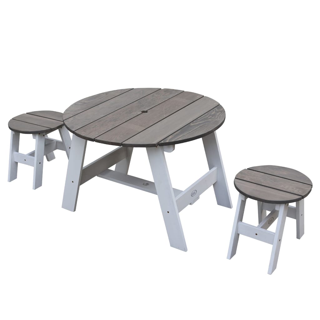AXI picnicbordssæt til børn 3 dele grå og hvid