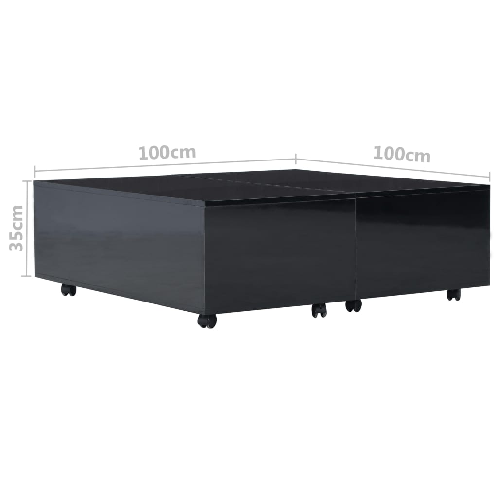 vidaXL sofabord 100 x 100 x 35 cm sort højglans