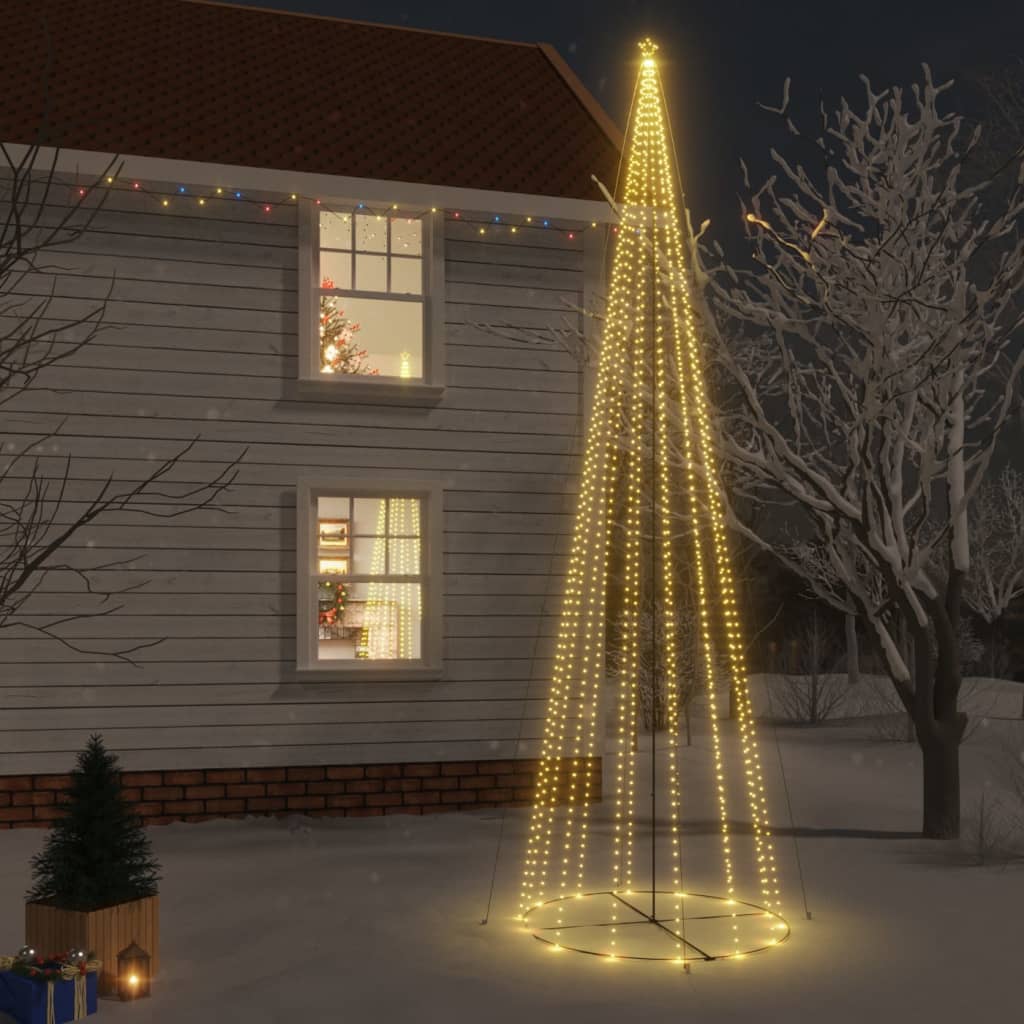 vidaXL kegleformet juletræ 230x800 cm 1134 LED'er varmt hvidt lys