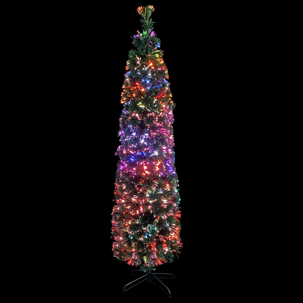 vidaXL kunstigt smalt juletræ med juletræsfod 120 cm fiberoptisk