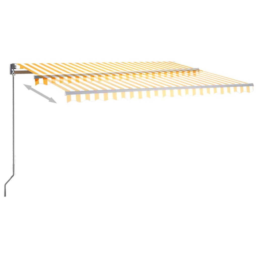 vidaXL markise m. LED+vindsensor 400x300 cm automatisk gul og hvid