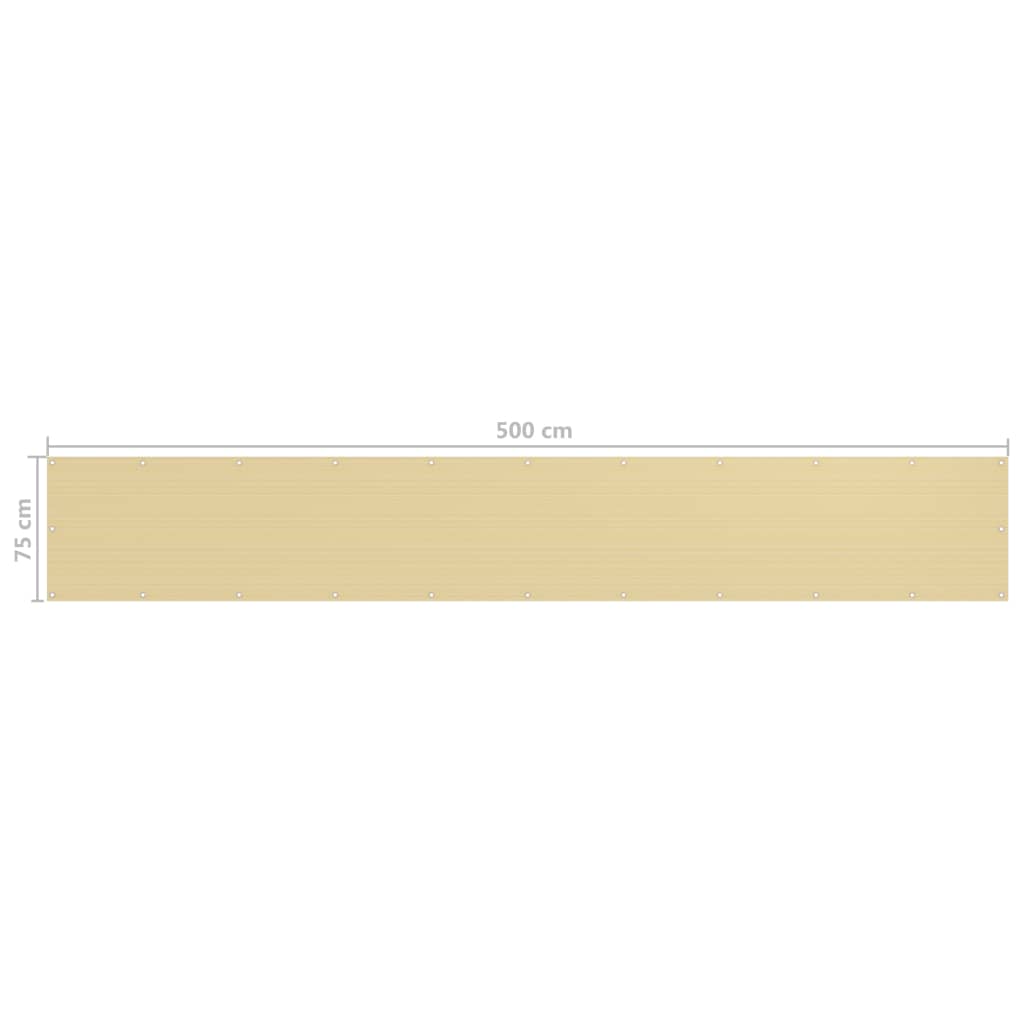 vidaXL altanafskærmning 75x500 cm HDPE beige