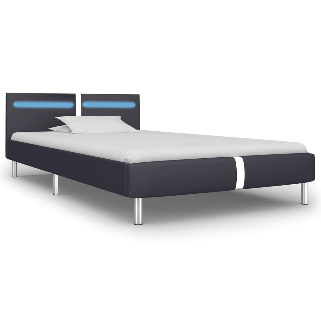 vidaXL sengestel med LED 90 x 200 cm sort kunstlæder
