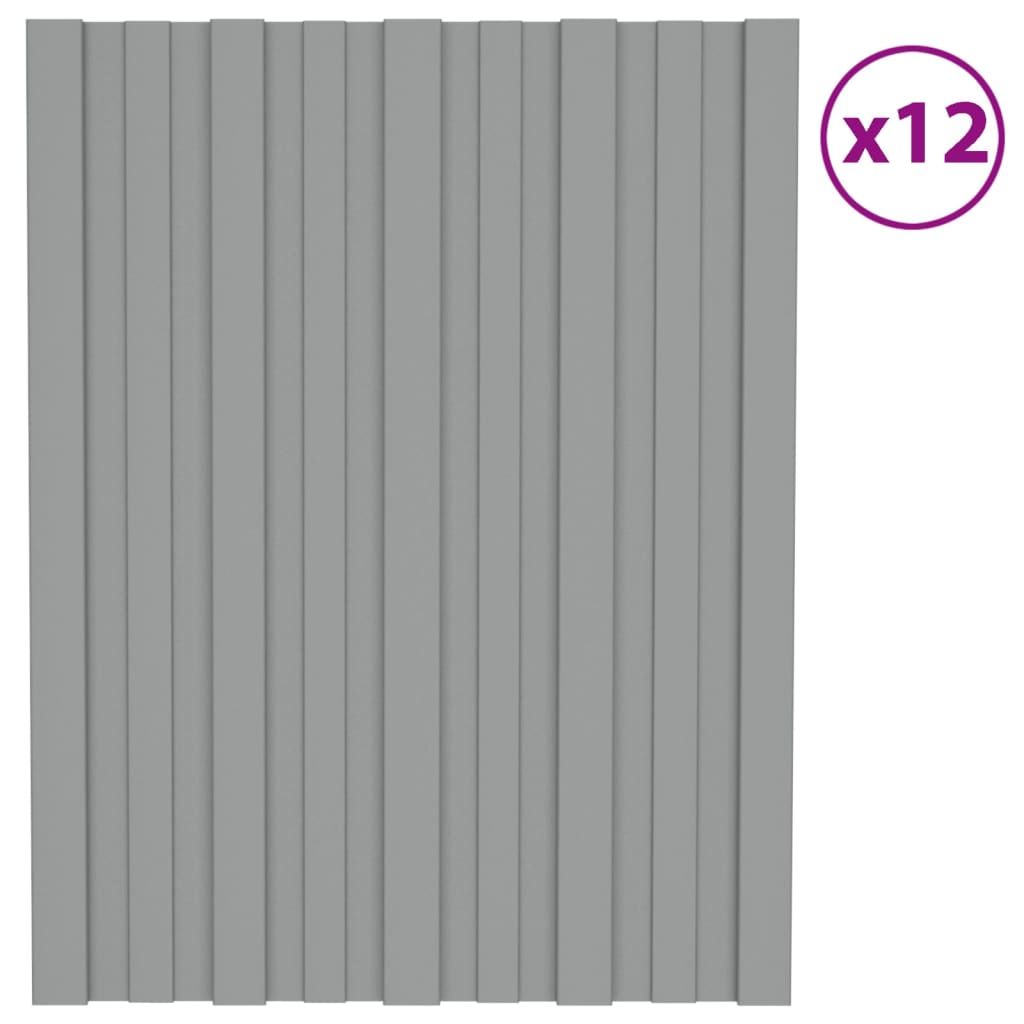 vidaXL tagplader 12 stk. 60x45 cm galvaniseret stål grå