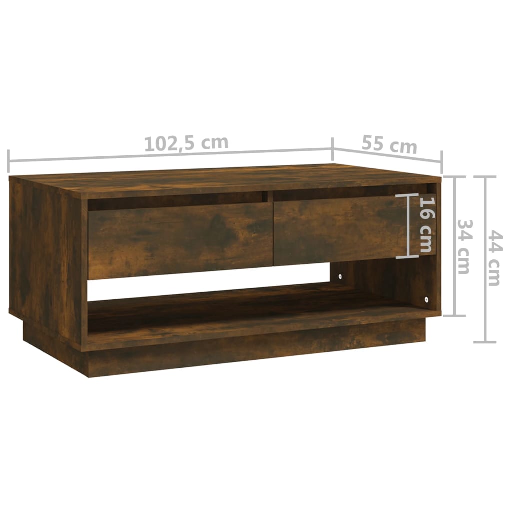 vidaXL sofabord 102,5x55x44 cm konstrueret træ røget egetræsfarve